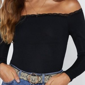 NWT Black Lace Trim Bodysuit